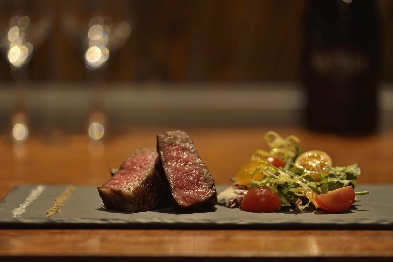 Bluefin tuna and Saga beef steak course