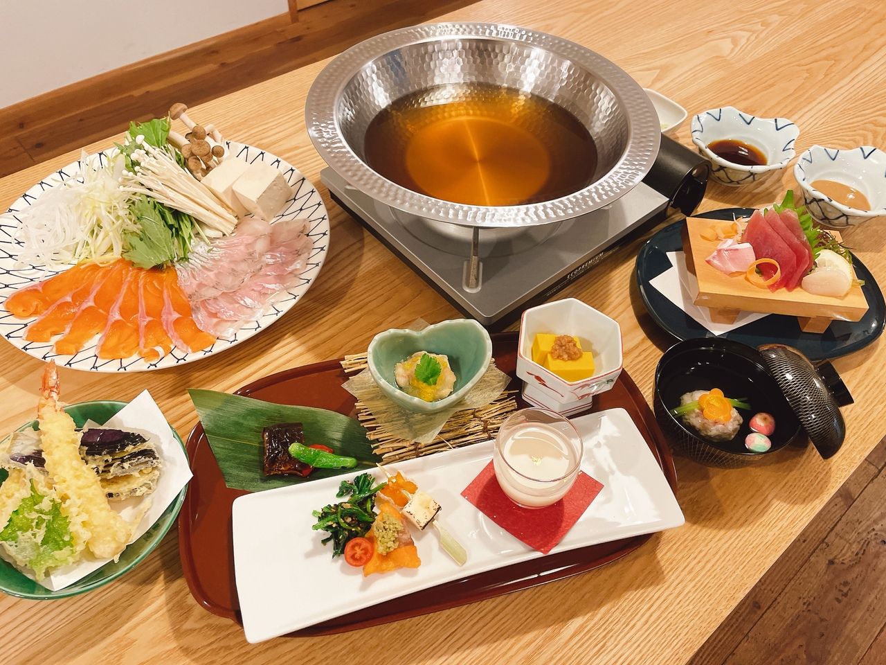Shinshu salmon and White fish shabu-shabu course