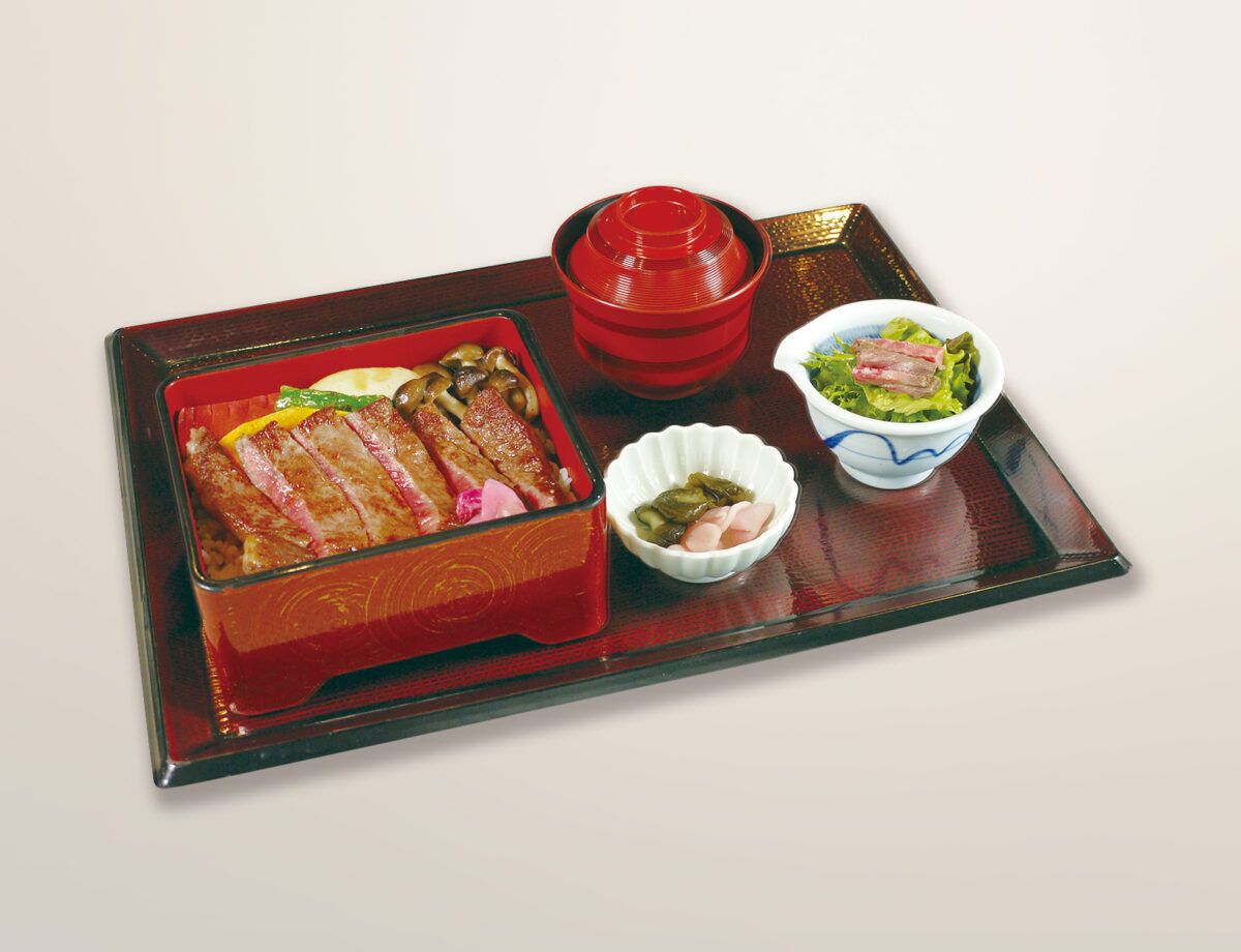 Omi beef Japanese style loin steak rice bowl