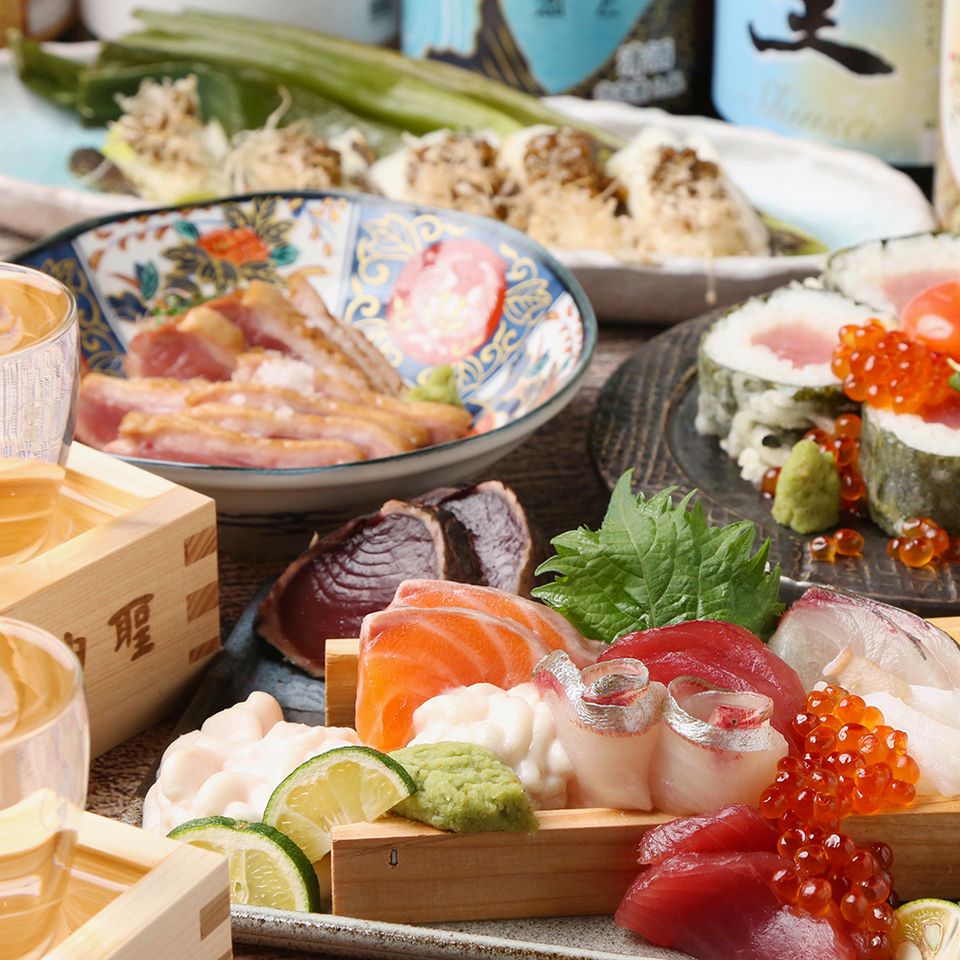 【輕鬆飲酒會】烤土雞和海鮮蓋飯，適合飲酒會的宴會套餐★4,500日元，附無限暢飲