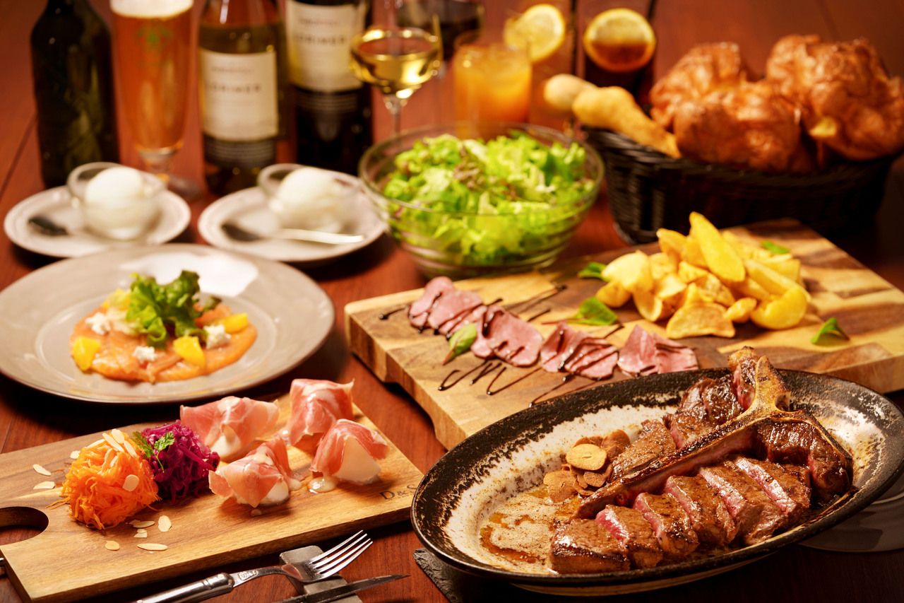 【★4名様～　フリードリンク90分付　 T-bone＆フィレステーキコース