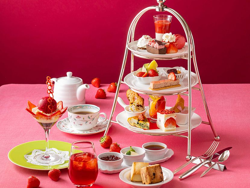 アフタヌーンティー　～いちご～　約21種類の珈琲紅茶おかわり自由+スパークリング飲み放題付き