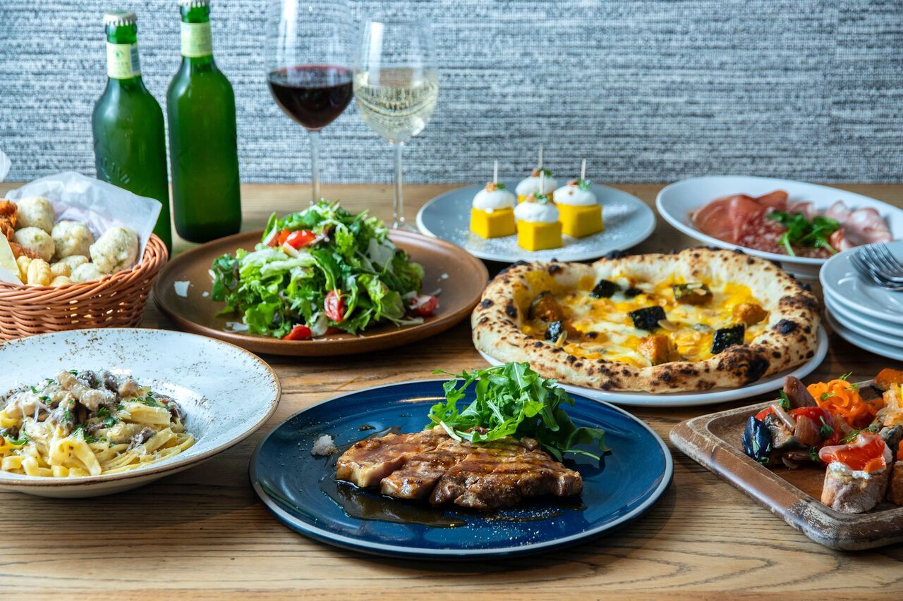 【特別な門出を祝うプレミアム歓送迎会プラン】石窯ピッツァと優美豚のグリルまで楽しめる贅沢コース。