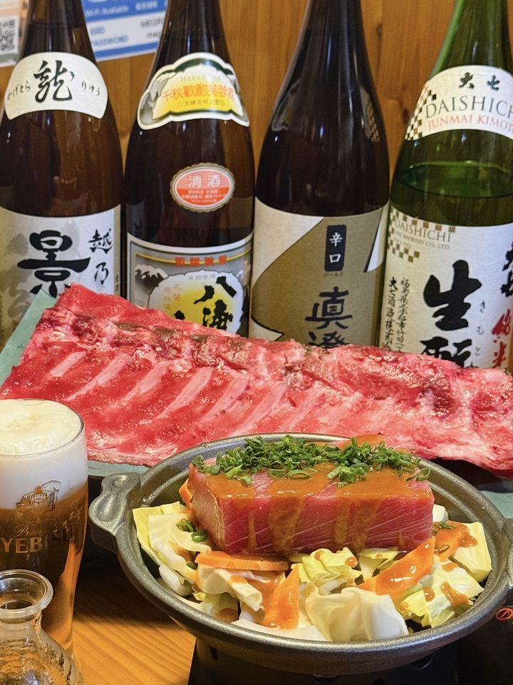 新作登場！まぐろ極厚大トロちゃんちゃん焼き（お一人様１５０g)！＋本まぐろ中落ち全８品コース送別会、歓迎会、各種宴会に!