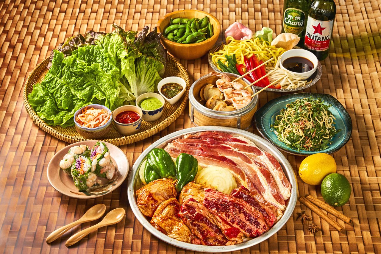 テラスでアジアンBBQプレミアムプラン　2.5h飲み放題付き