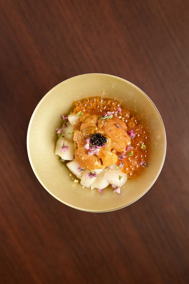 Luxury Course: Sea Urchin with Caviar Note: Sea urchin can be replaced with Crab upon request.
