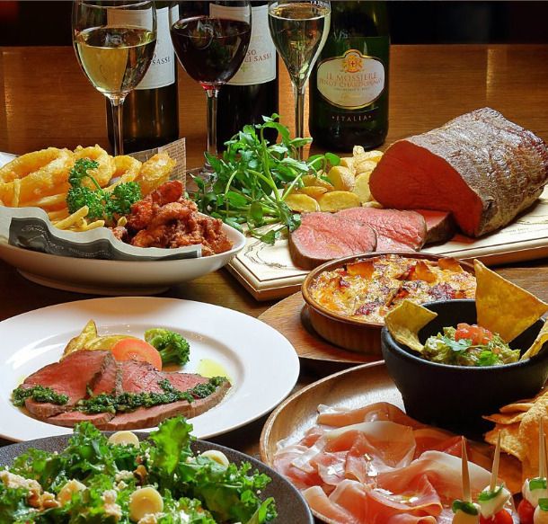 [Official lowest price] [Includes 90 minutes premium all-you-can-drink] Popular roast beef course 9,500 yen → 7,000 yen (tax and service charges included) Homemade pizza, tender roast beef, and 6 other dishes [4 types of beer including craft beer available]