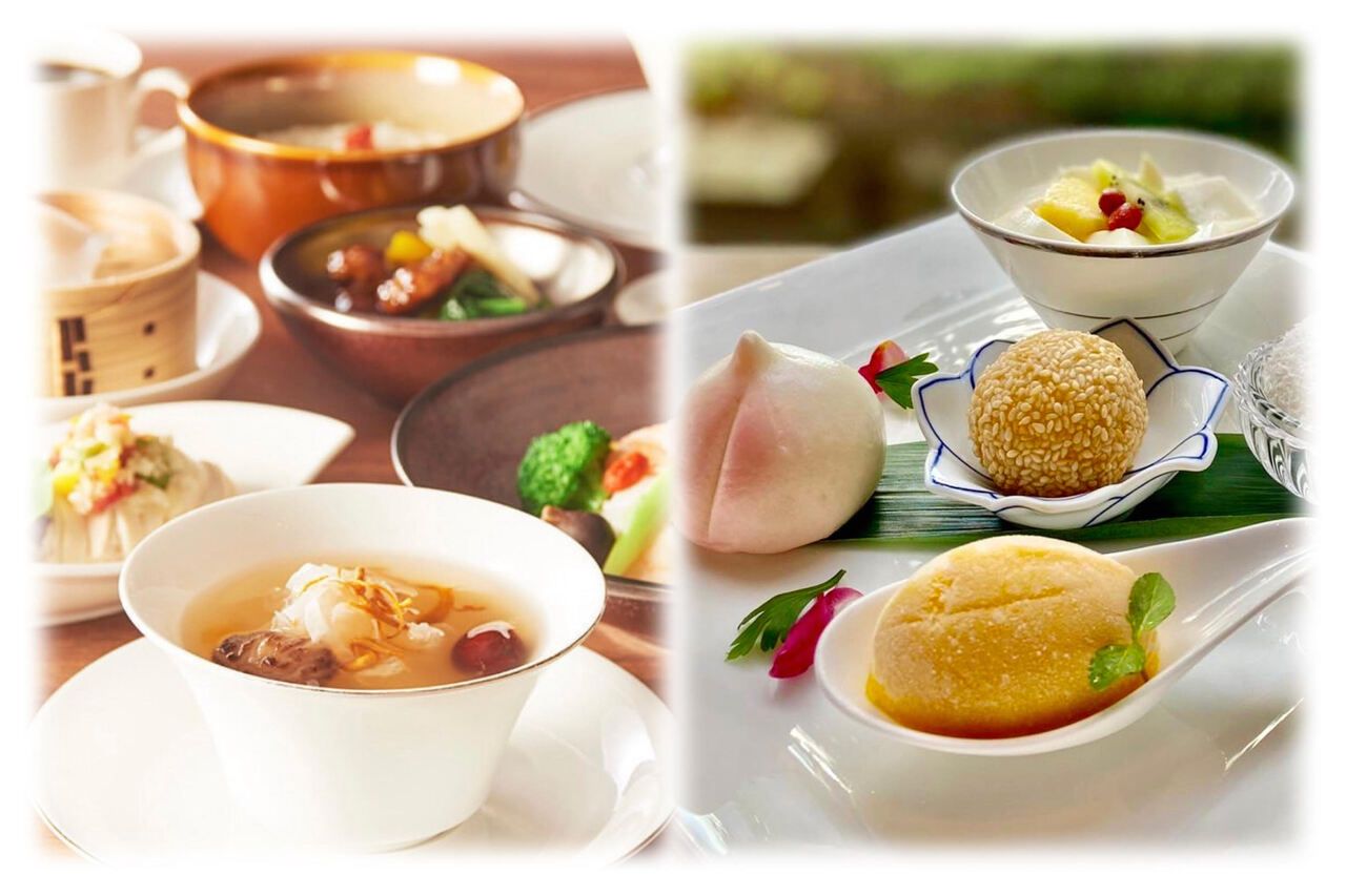 ◆平日ランチ【健美御膳】デザート豪華5点盛り付き！ふかひれ入り薬膳スープで身体の芯から温まるランチ☆