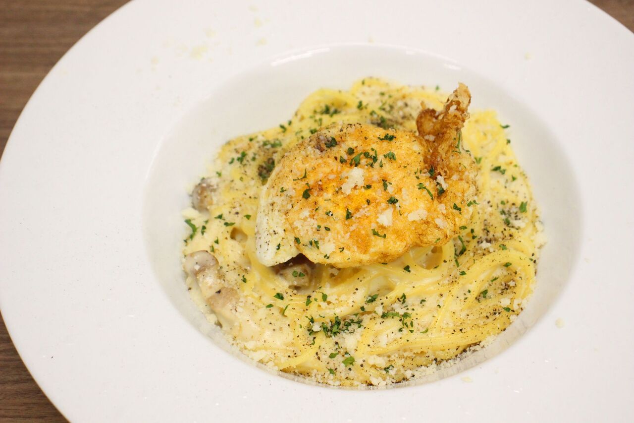 Lively pork pancetta carbonara