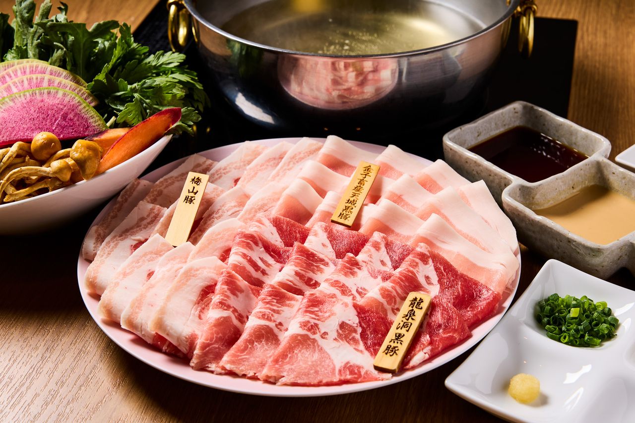 【東京肉しゃぶ家 直伝】特選 銘柄豚 しゃぶしゃぶ コース フーディー大絶賛  前菜プレート 銘柄豚·〆·デザート