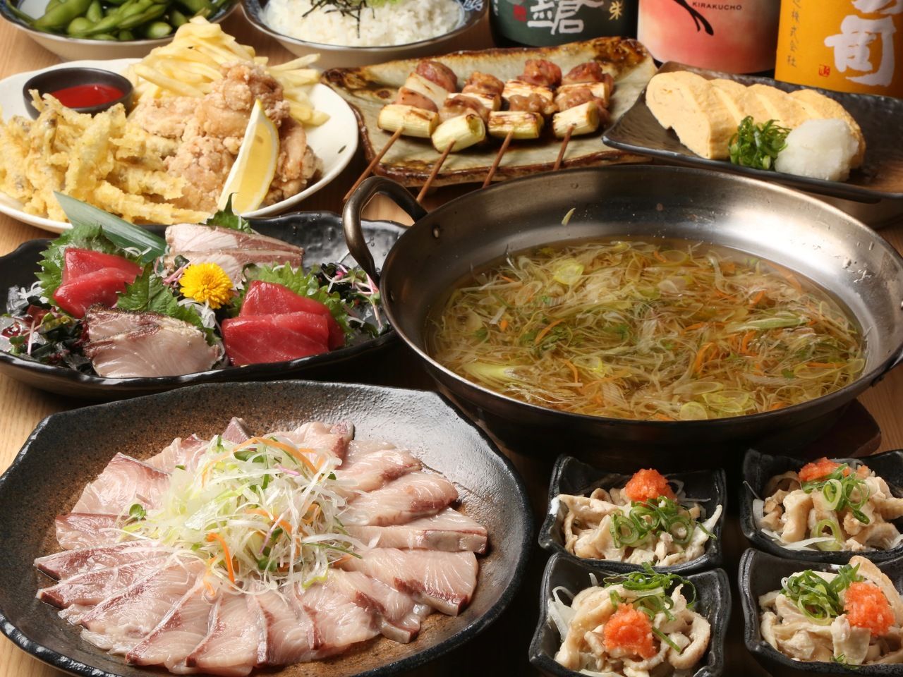 【日～木祝日特別価格】天然北海ブリを堪能プラン 鰤しゃぶや焼鳥等 飲み放題付 全10品4,500円