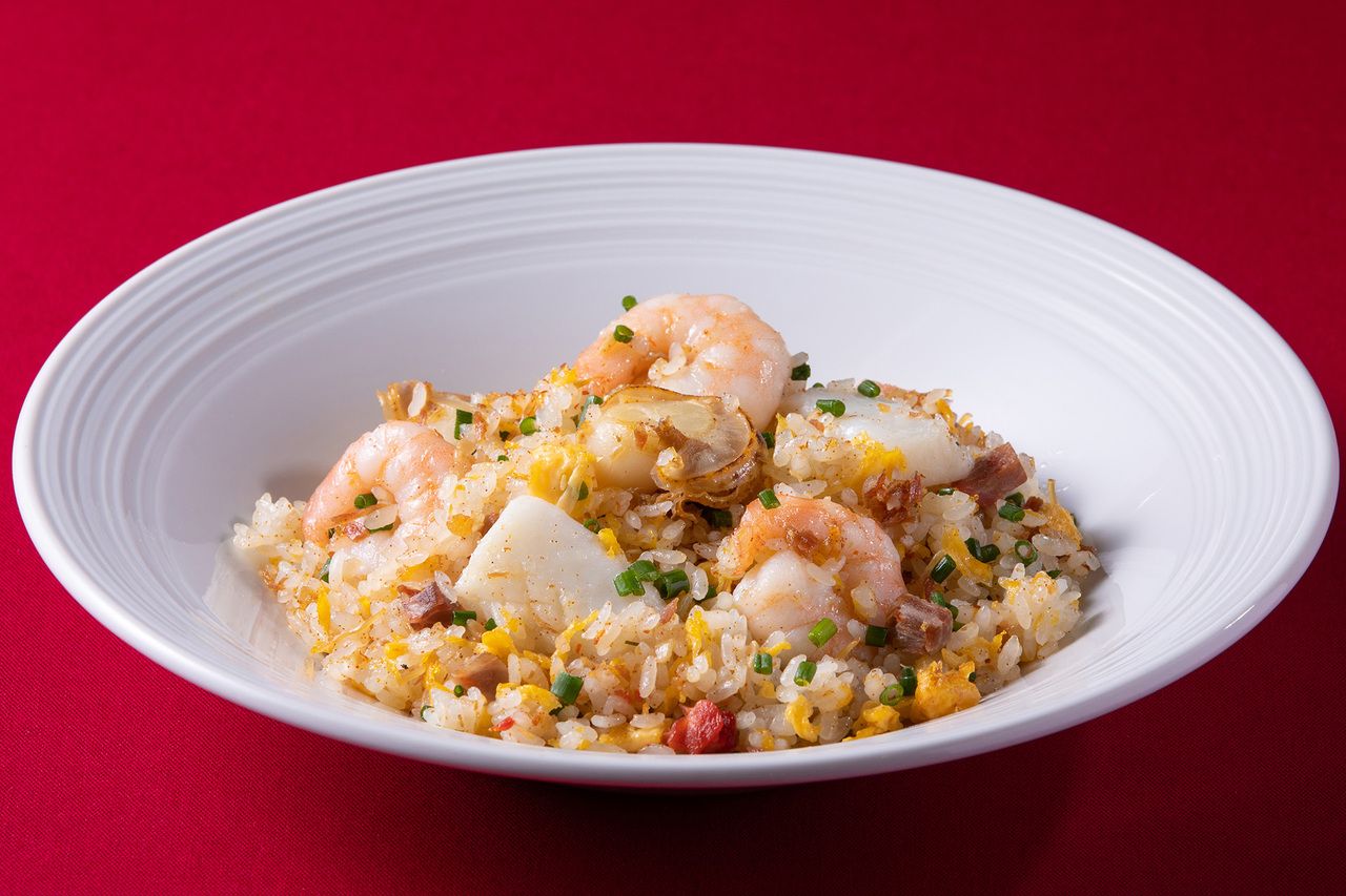 【ぐるナイメニュー】XO海鮮炒飯＋点心4種盛り合わせ＋杏仁豆腐・コーヒー付き