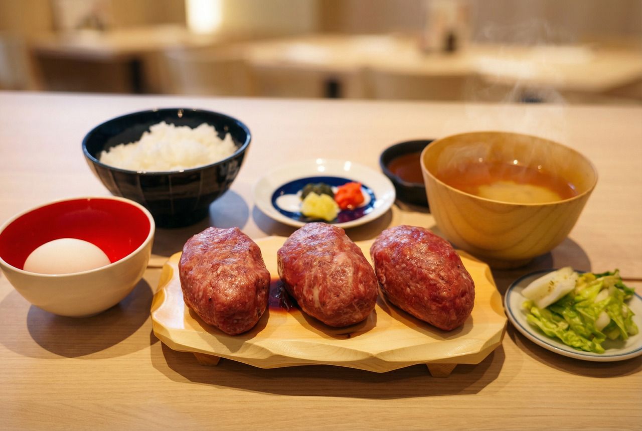 A set meal with regular hamburgs