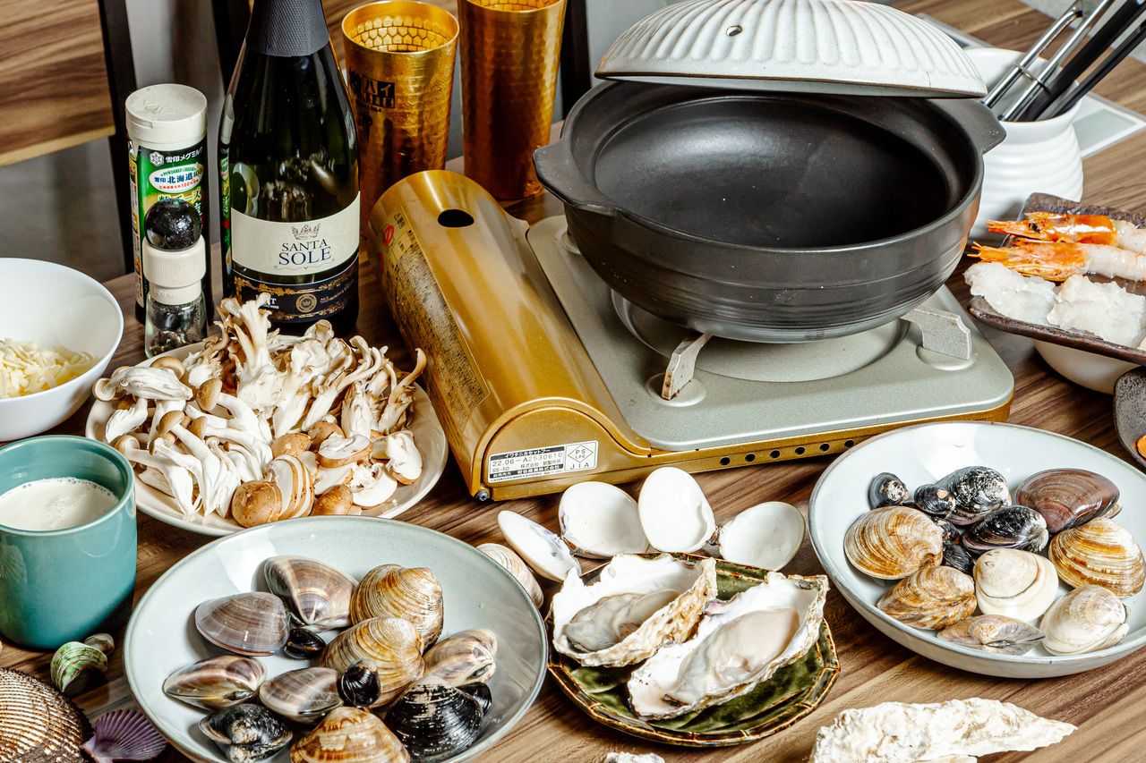 Wadatsumi 조개 샴페인 냄비 코스