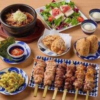 【百鳥のオススメコース・3.5時間飲み放題付き】7,000円(税込)　炭焼き3串の盛合せをメインにいいとこどりしてます【全10品】