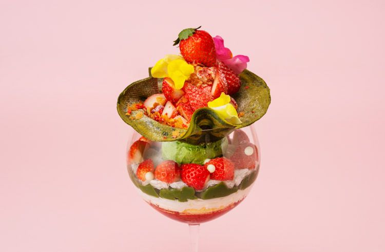Strawberry and Kyoto Matcha Crepe Parfait