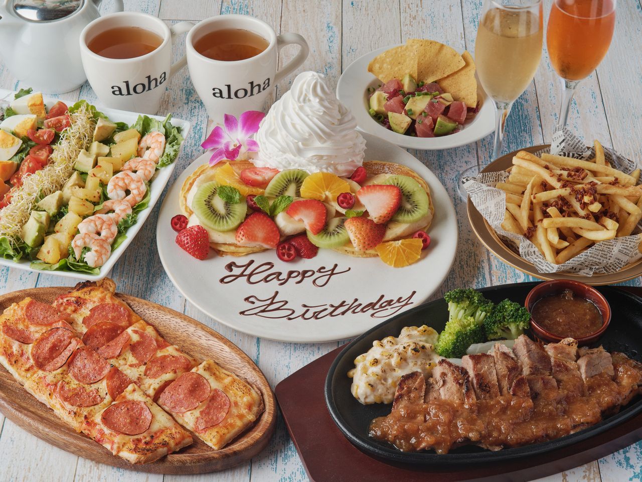 【誕生日・記念日に】Hawaiian Anniversaryコース☆乾杯・食後ドリンク＆メッセージプレート付き☆