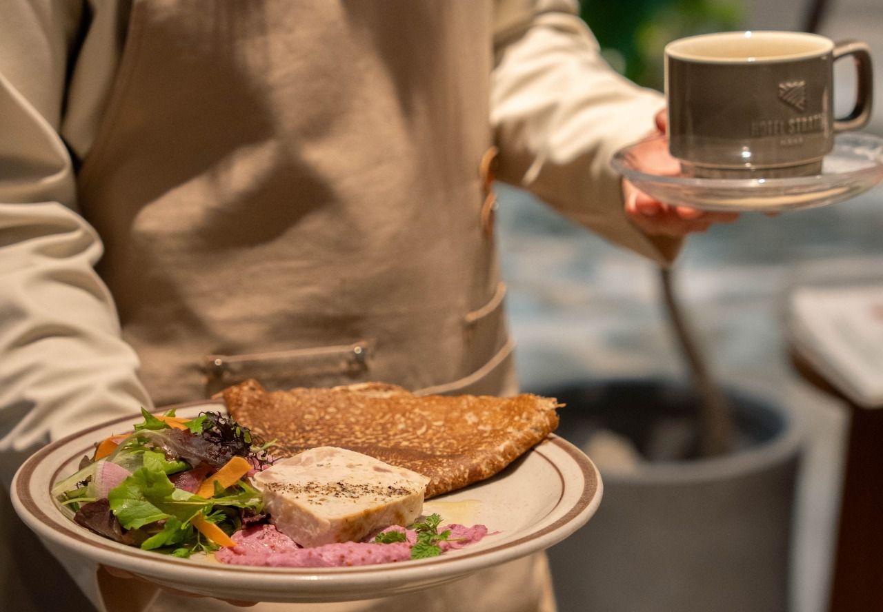 Choose from 7 seasonal main dishes, including our signature galettes ~ Salads, appetizers, soups, soft drinks and desserts are served buffet style ~