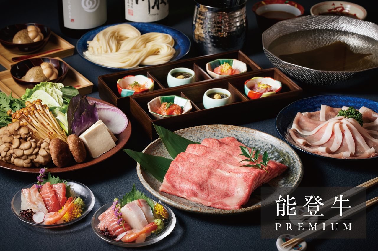 Noto beef premium and Noto pork shabu-shabu course