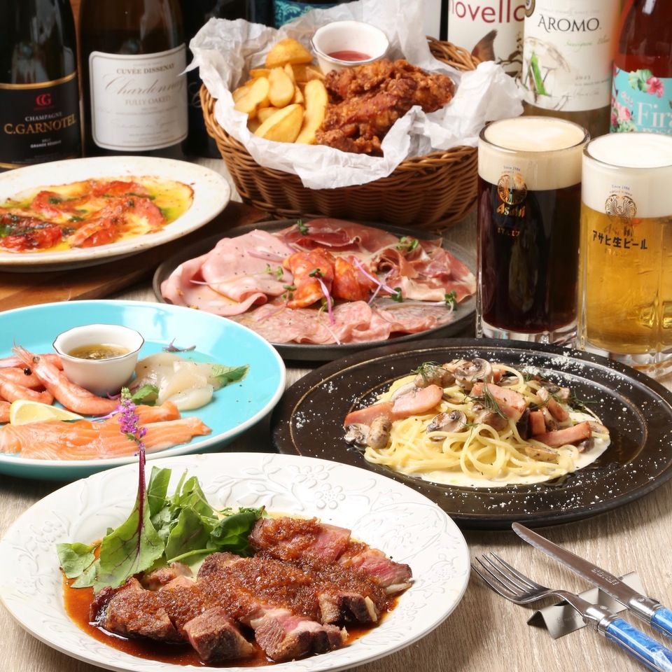 【歓送迎会】　ビールにぴったりな茶美豚のグリル含む8品90分飲み放題コース5000円(税込)