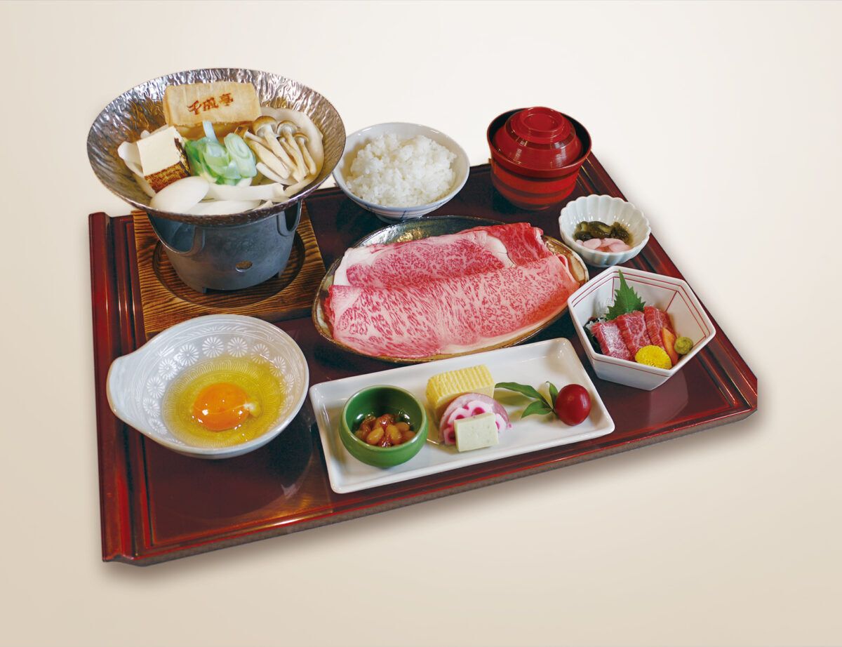 Omi beef sukiyaki meal (rib eye 80g)