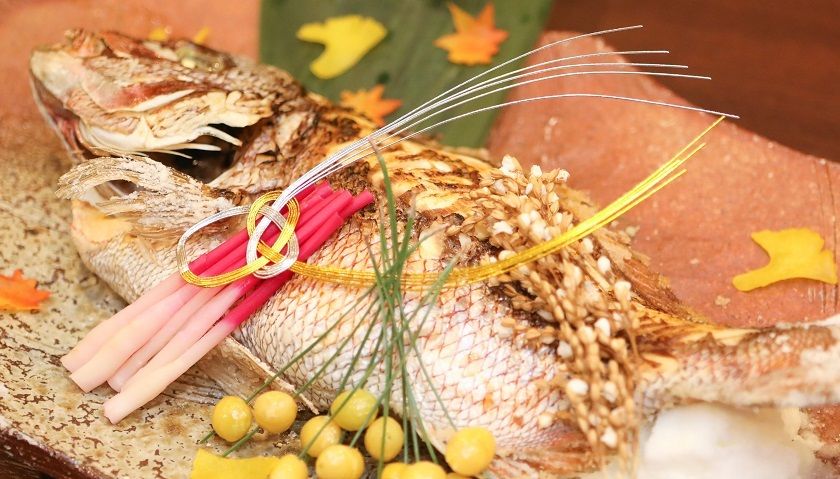 Celebration sea bream with tail attached