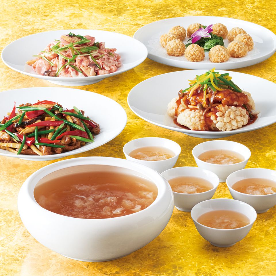 ◆個室確約！【飲み放題付き長城席】ふかひれスープや季節の食材を使った全7品のコース＋飲み放題付き