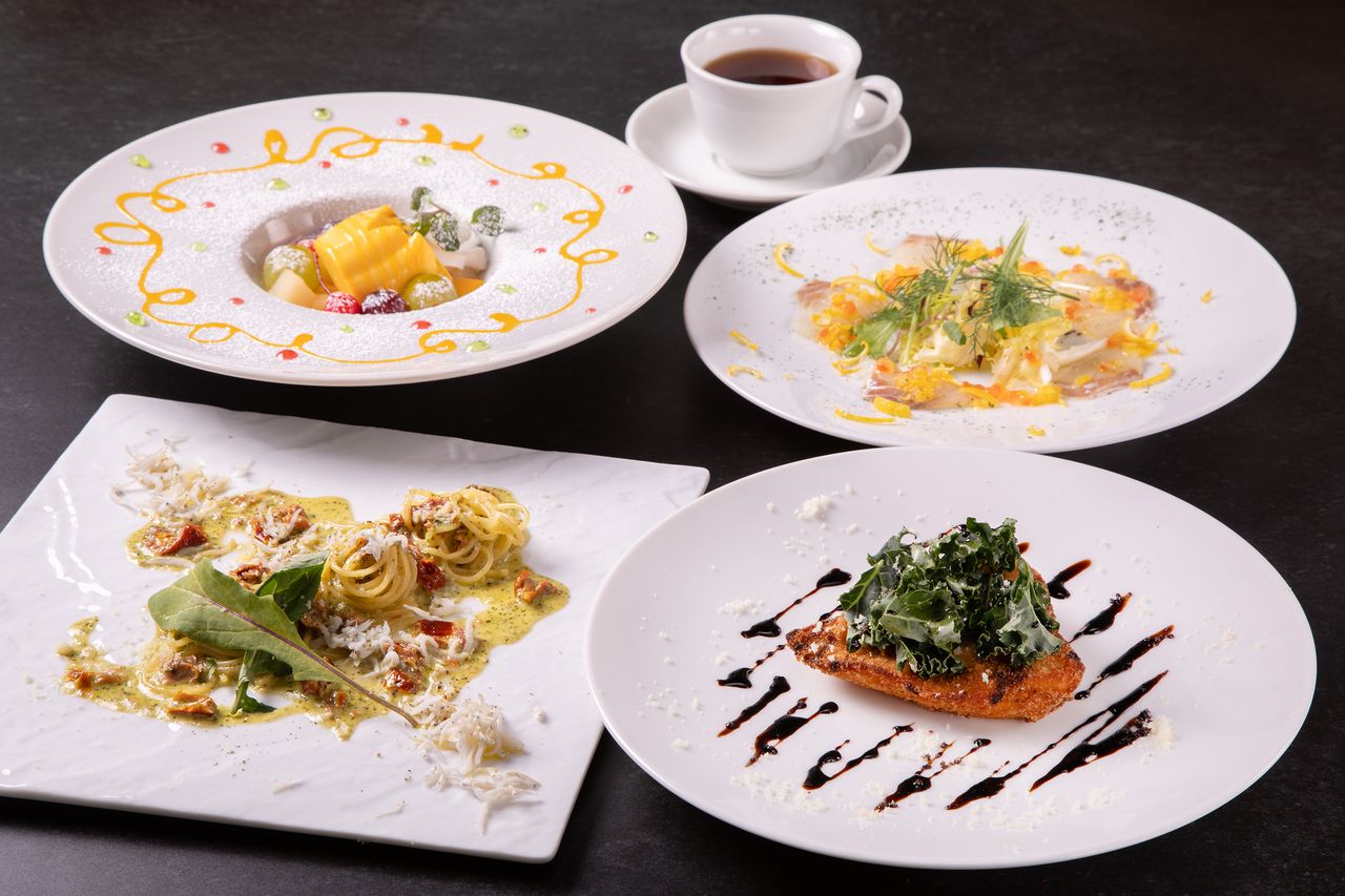 【ランチコースA】前菜・パスタ・選べるメイン・デザート・コーヒー付き（全４品）〜