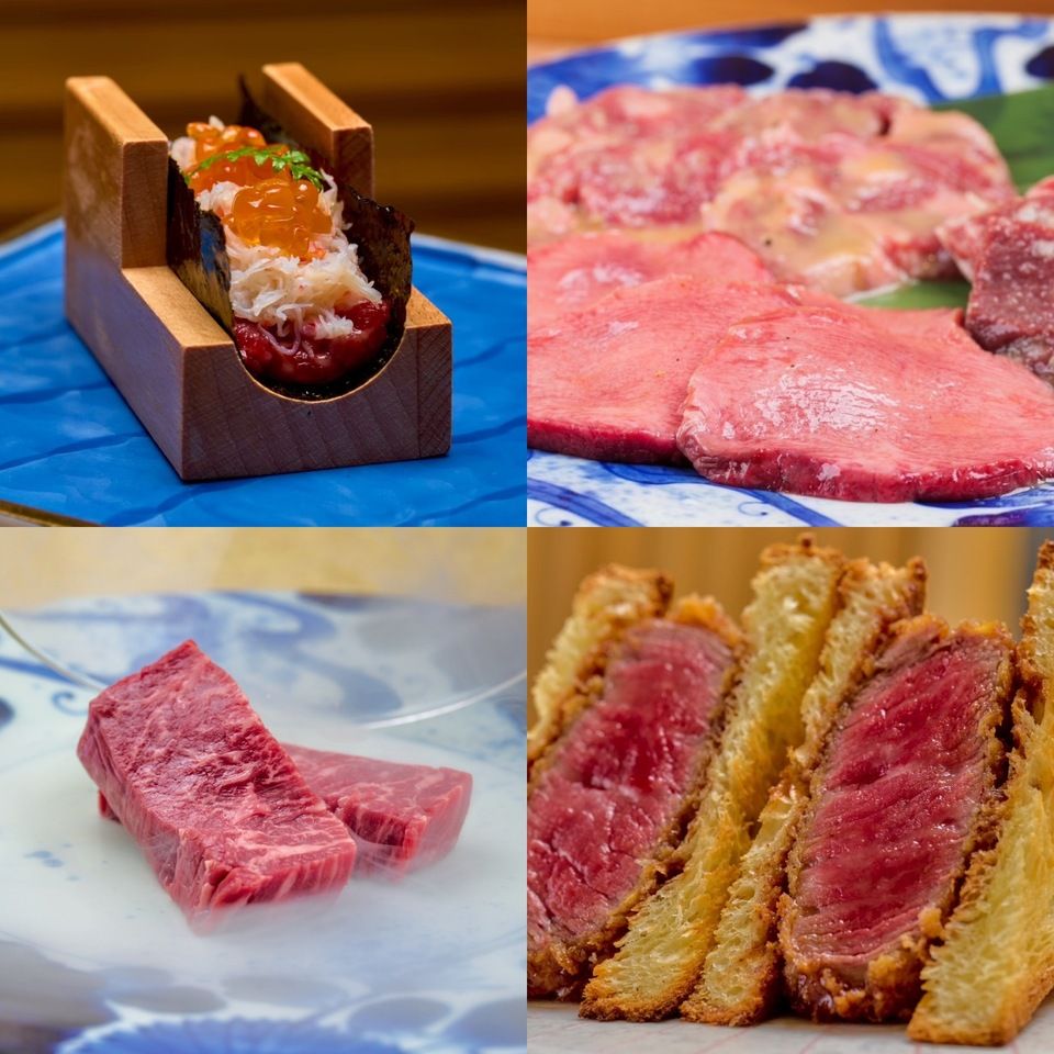 10月23日〜【姉妹店 銀座ちかみつ焼肉百名店2025受賞記念コース】「厳選和牛の蟹・いくらユッケドッグ」「和牛ヒレのブリオッシュカツサンド」を含む厳選された焼き物7種をご提供。