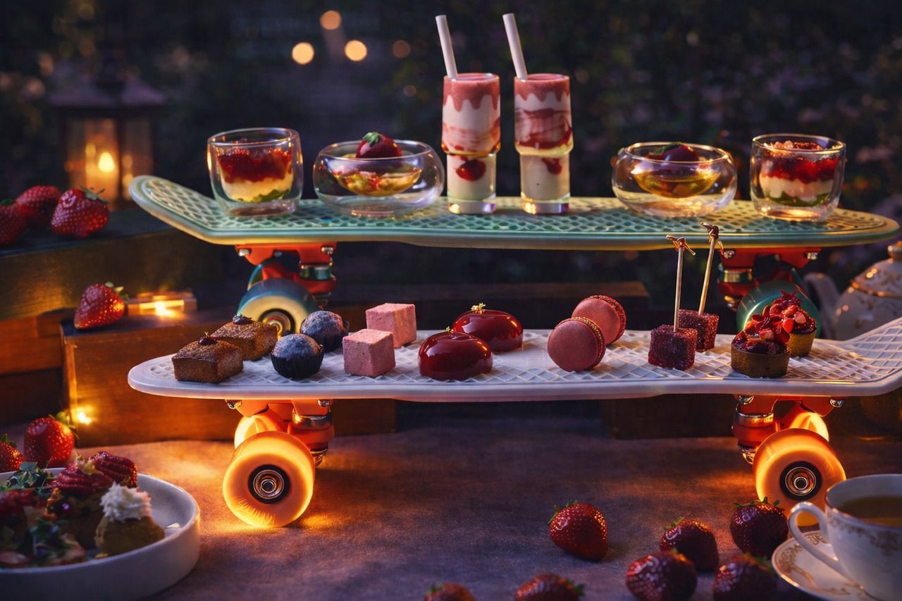 Strawberry Evening Tea on a Skateboard
