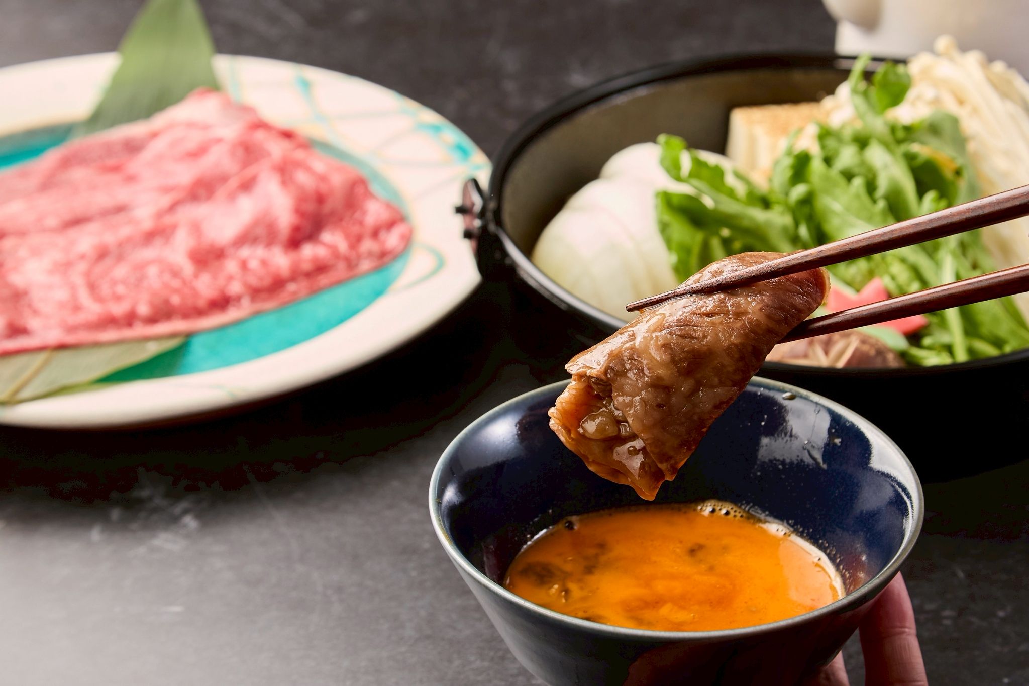 Sukiyaki Kobe beef Ushimaru Shinsaibashi