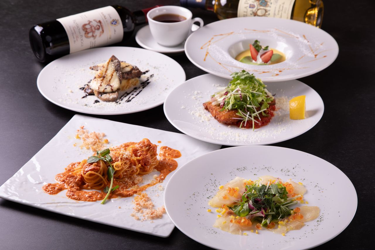 【ランチコースB】〜前菜・パスタ・肉も魚もWメイン・デザート・コーヒー付き（全5品）〜
