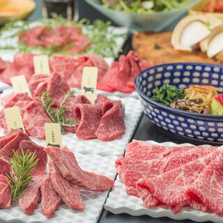 [6,050 yen including tax Standard course] Premium tongue, sirloin grilled sukiyaki, 5 kinds of aged wagyu beef, 2 kinds of offal, etc. (13 items in total)