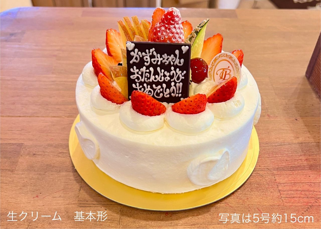 生クリーム (5号15cm）4~6名様前後用【基本形🎂】（上部のみフルーツ）【税別4,533円】