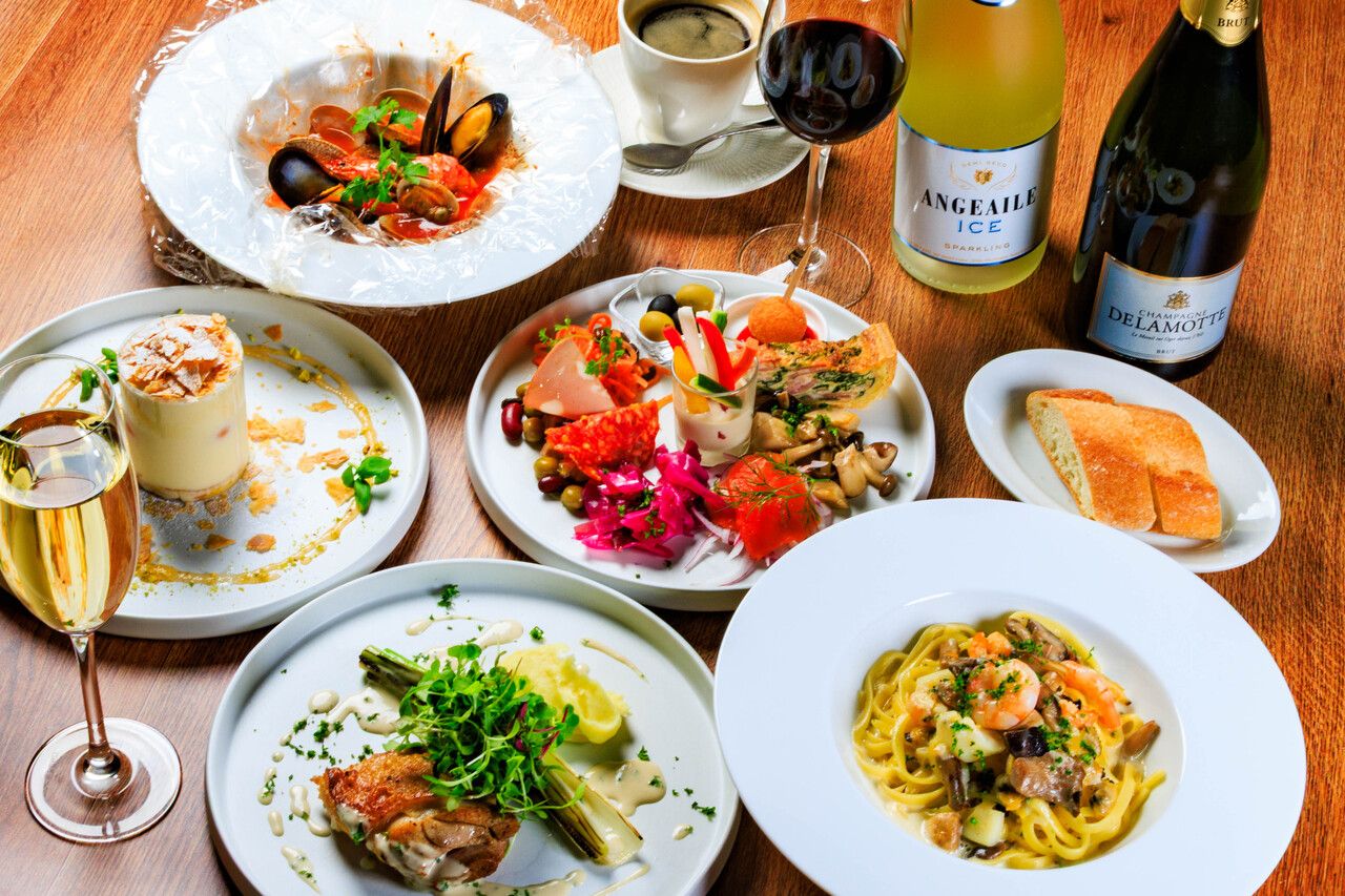 5-course meal + glass of sparkling wine