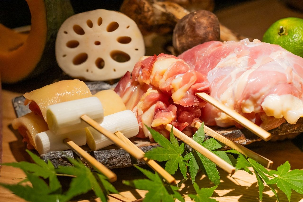 [October only: Local chicken omakase course, ending with local chicken and matsutake mushroom rice cooked in a clay pot]