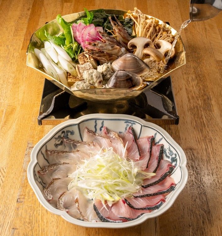 Hakata Seafood Shabu-Shabu Course with Assorted Sashimi+Free Drink