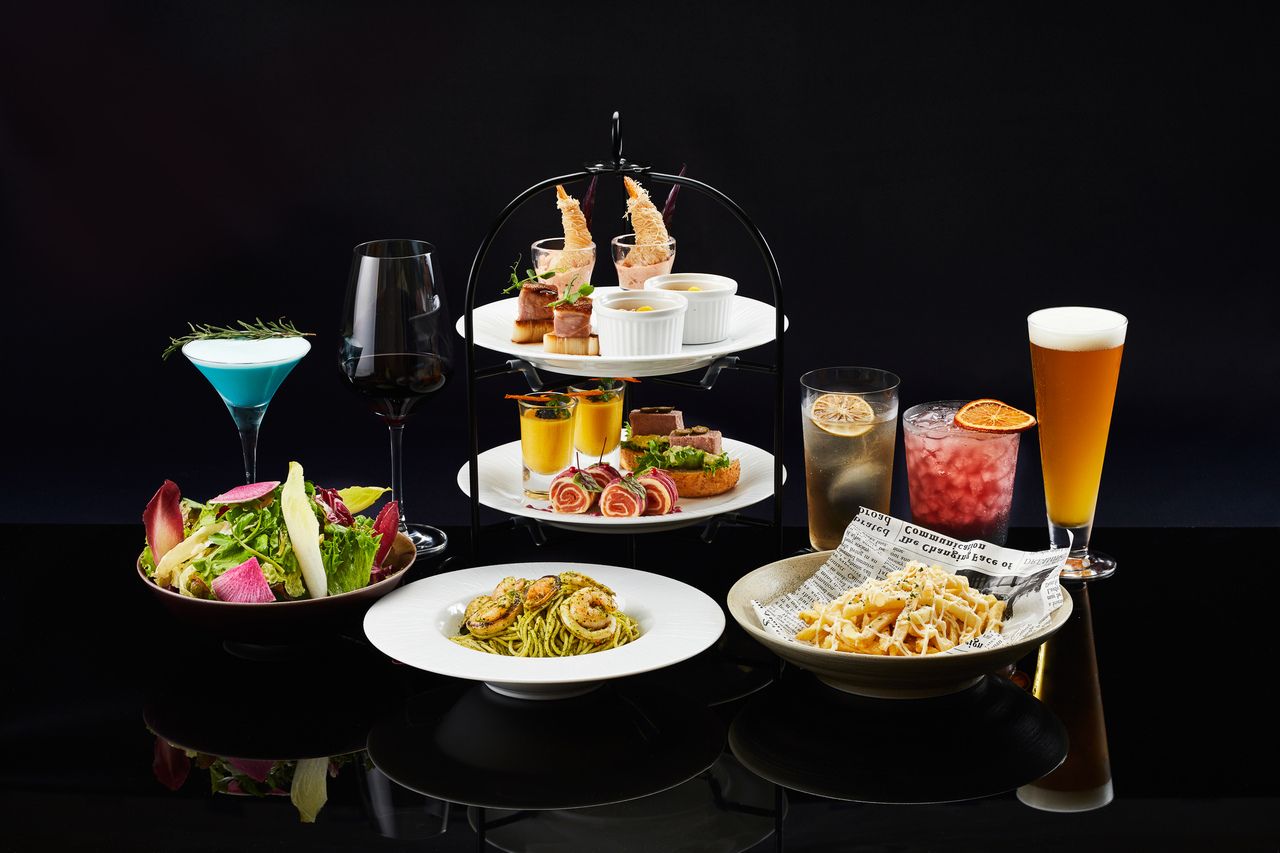 【夜のアフタヌーンティー】鴨のコンフィと海鮮を使用したスタンド＋シャンパン含む2時間飲み放題（12/1～1/31）