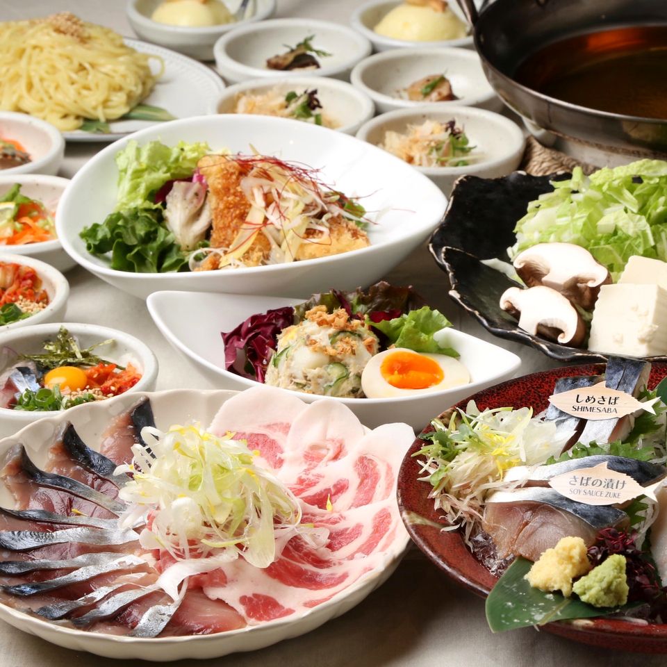 ◆Reservation only◆One free guest for every eight guests◆【Secret】Course◆2 hours of all-you-can-drink included『Super satisfying ★ Specially selected fatty mackerel & specially selected black pork shabu-shabu hotpot plan』
