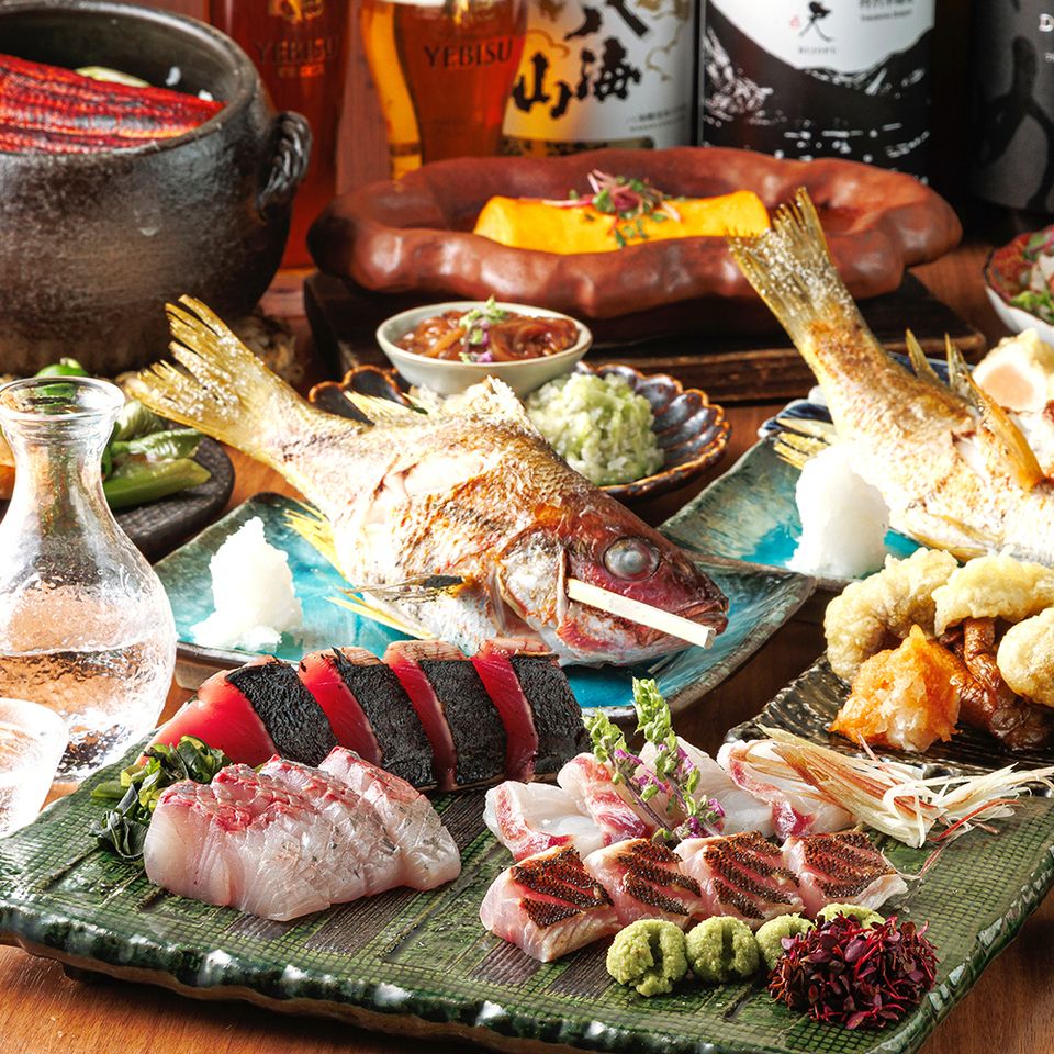 【海鮮×炉端】宿毛湾直送御造りと豪快原始焼きを楽しむ人気の炉端プラン★飲み放題付き5,500円