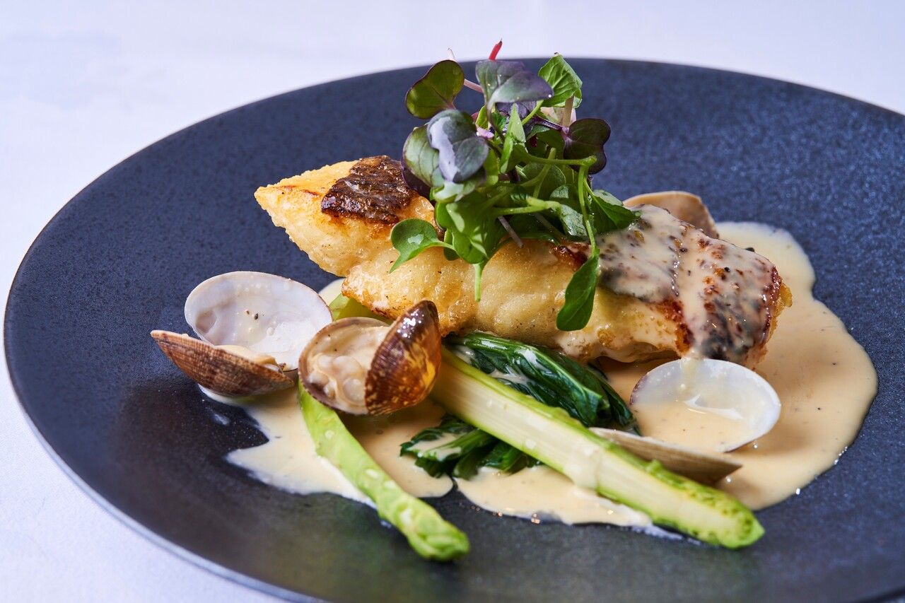 Pan-seared sea bream : 4 dishes including salad and soup.