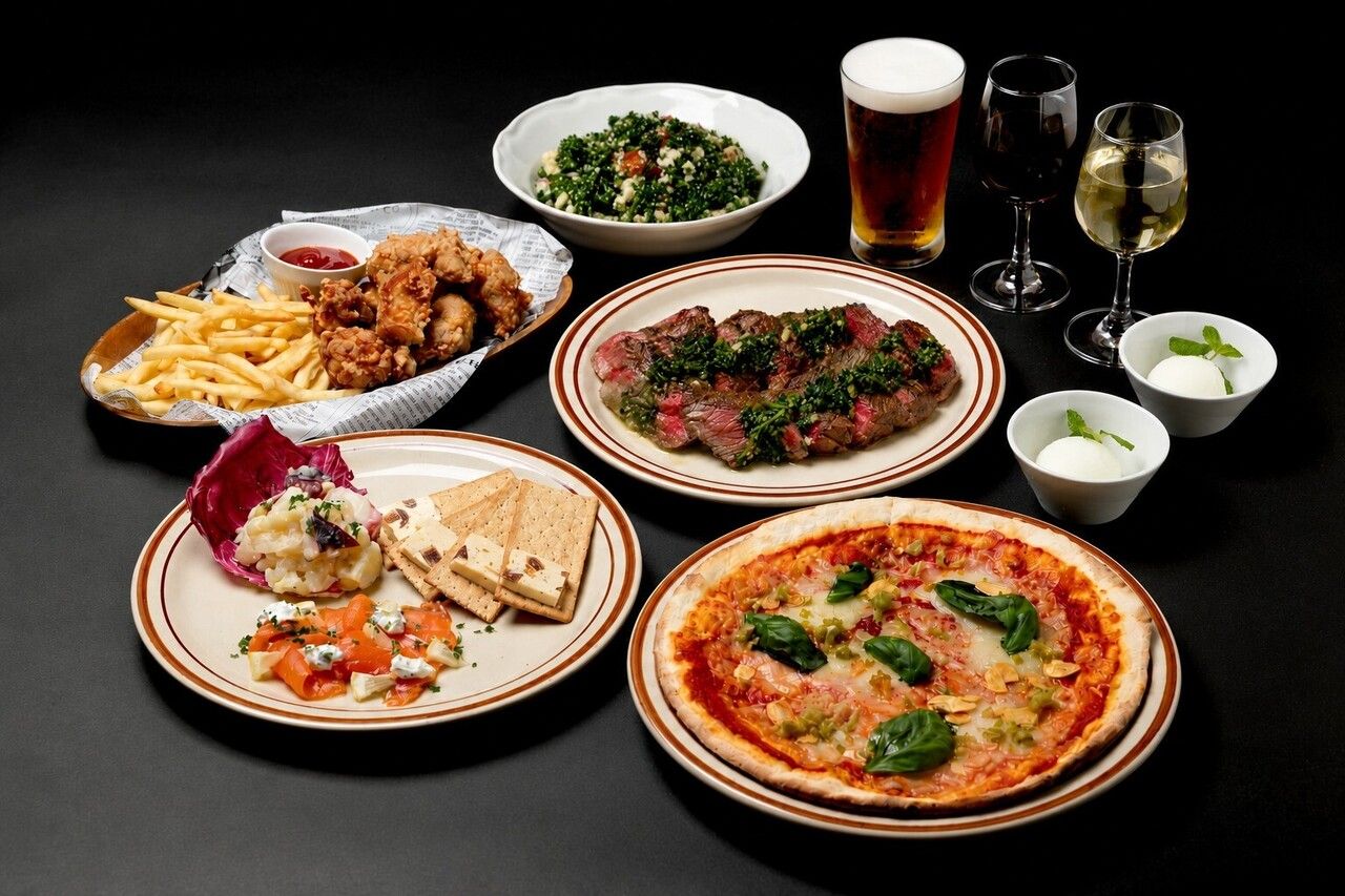[Official Lowest Price Guarantee] [June only] [Includes 90 minutes of all-you-can-drink] Popular roast beef course 7,500 yen → 4,000 yen (tax and service charges included) Homemade pizza, tender roast beef, and 6 other dishes [Includes draft beer and sparkling wine]
