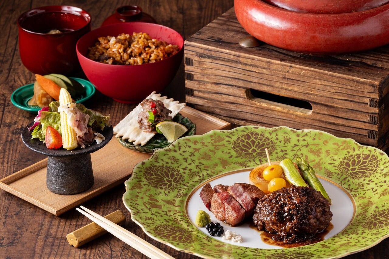 ［ランチ］名物フォアグラハンバーグ・渡邊牛赤身ステーキセット