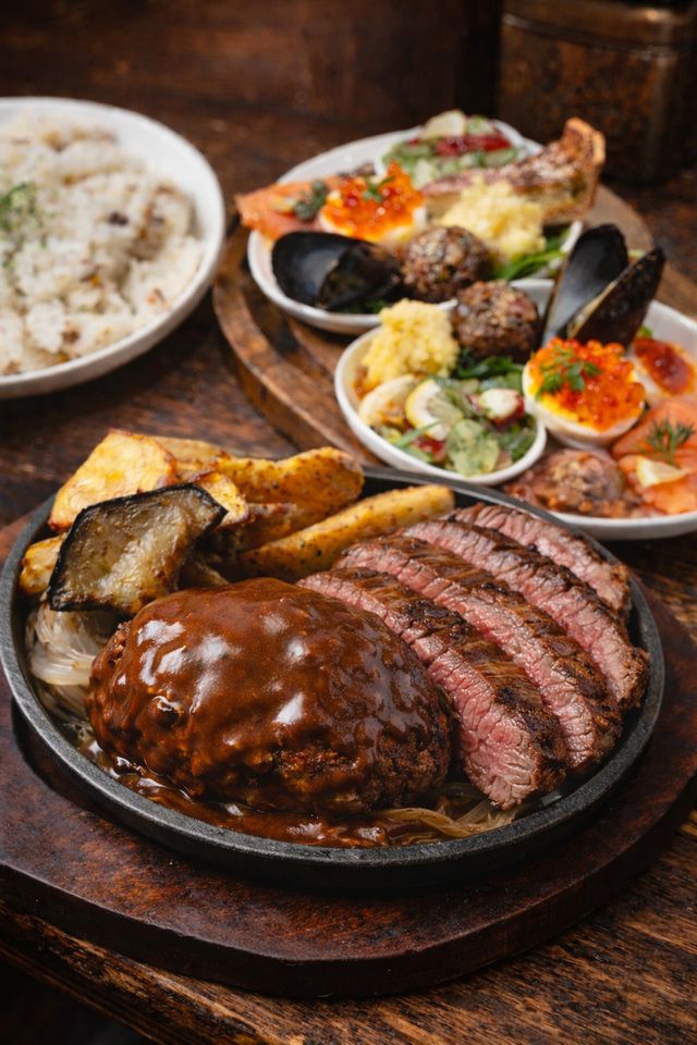 ⭐︎Enjoy both! Kobe beef lean steak 100g & Kobe beef hamburger course | Includes luxurious appetizers and dessert